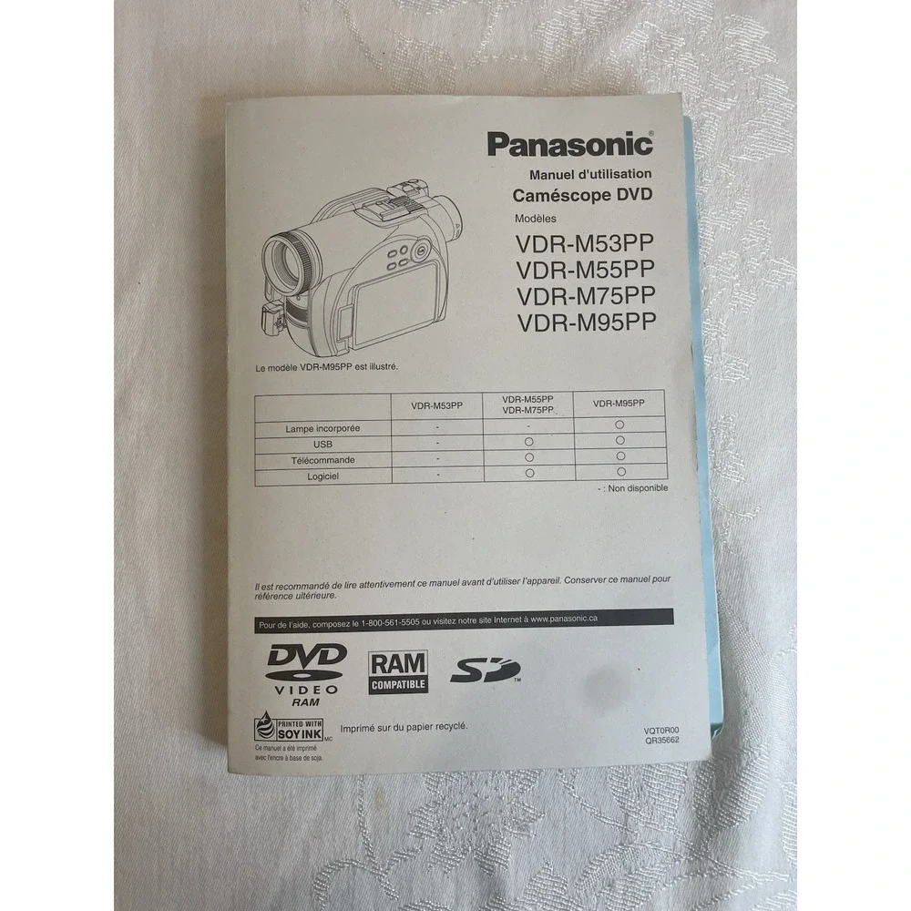 Panasonic Operating Instructions DVD Video Camera‎ Model VDR-M53PP Manual Only